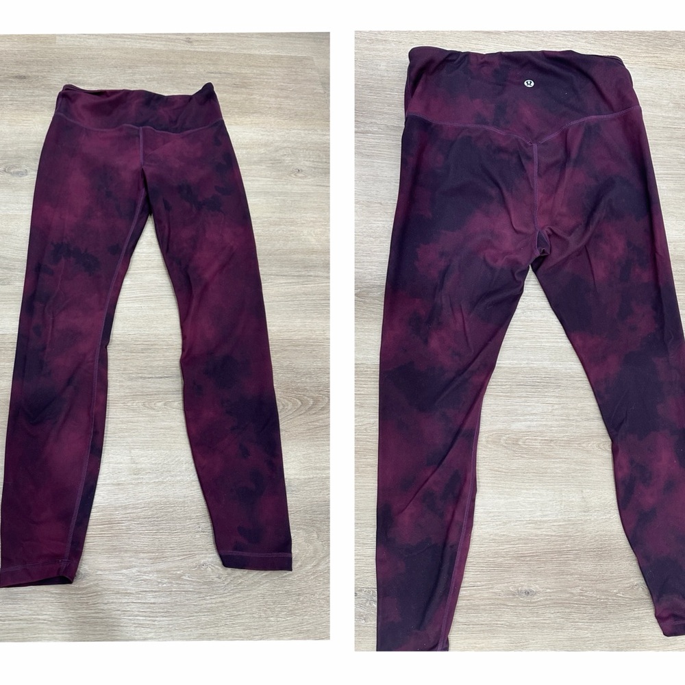 Lululemon Athletica Burgundy and Black Patterned Leggings